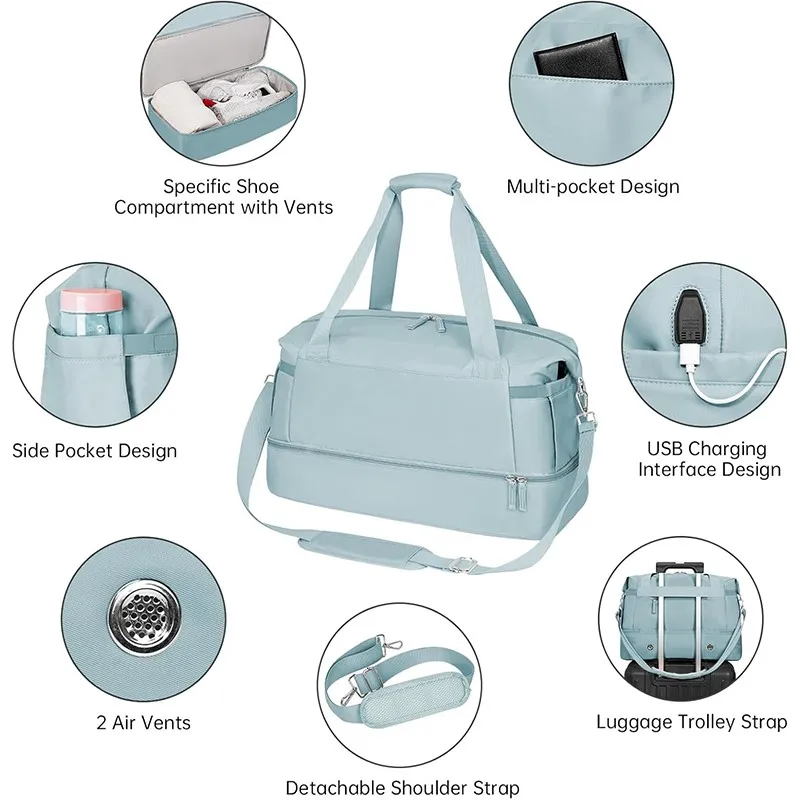 Travel Duffel Gym Bag with USB Charging Port Travel Duffel Gym Bag with USB Charging Port